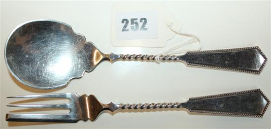 Pair Dutch silver pastry servers